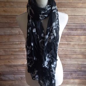 Black and white sheer scarf.